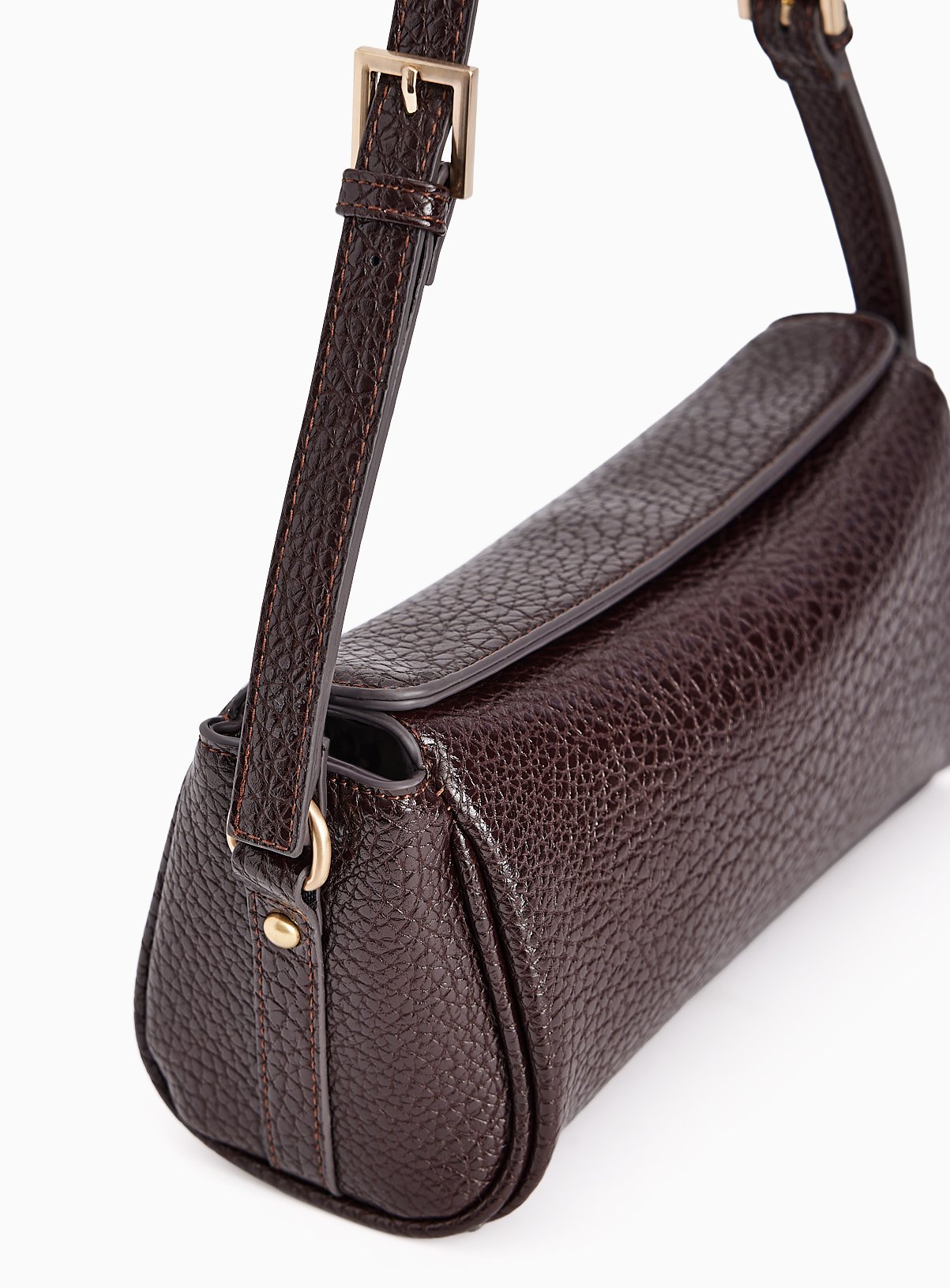 Dark Red Cracked PU Shoulder Bag One Size - Image 3 thumbnail